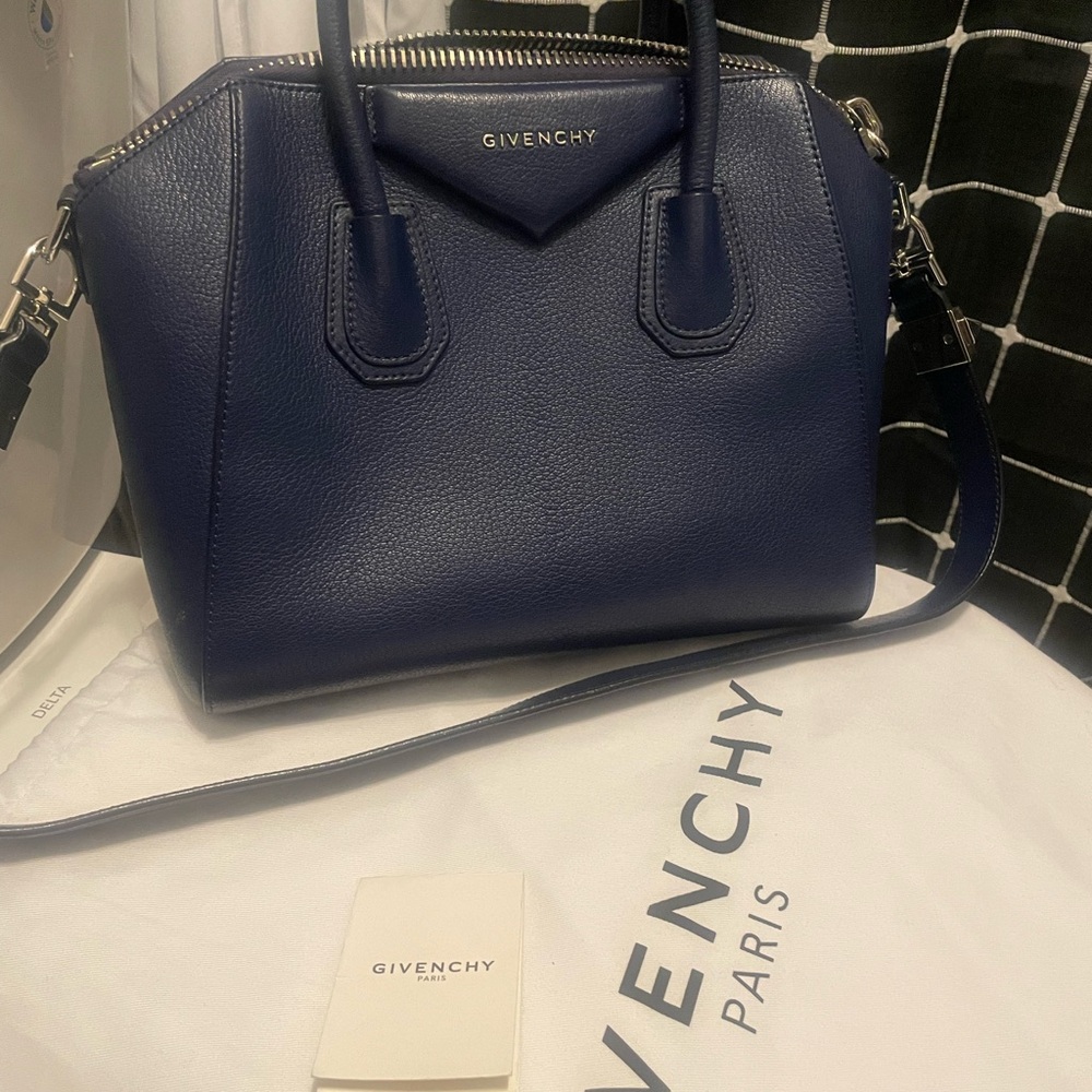 Givenchy Blue Leather Satchel Bag